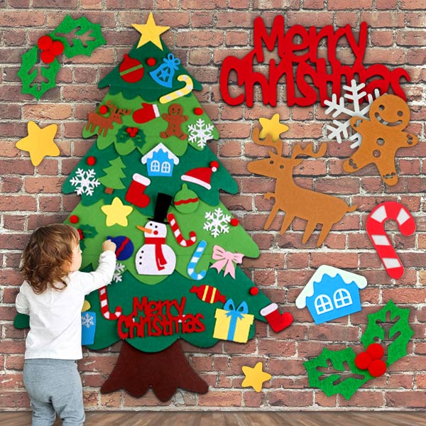 FELT CHRISTMAS TREE – Detský ianočný stromček a ozdoby (114 cm x 67 cm) slider