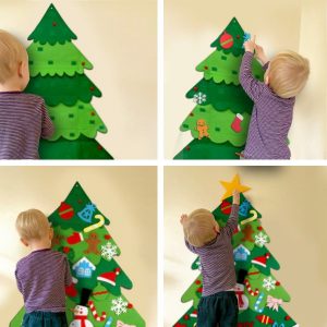 FELT CHRISTMAS TREE – Detský ianočný stromček a ozdoby (114 cm x 67 cm) 03