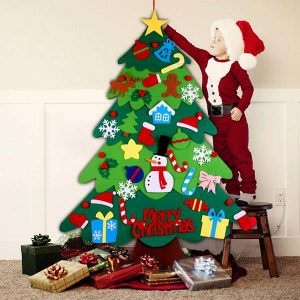 FELT CHRISTMAS TREE – Detský ianočný stromček a ozdoby (114 cm x 67 cm) 03