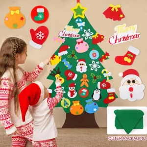 FELT CHRISTMAS TREE – Detský ianočný stromček a ozdoby (114 cm x 67 cm) 03