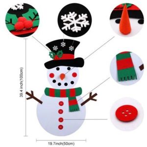 CHRISTMAS SNOWMAN – Plstený snehuliak s odnímateľnými ozdobami (50 x 100 cm) 03