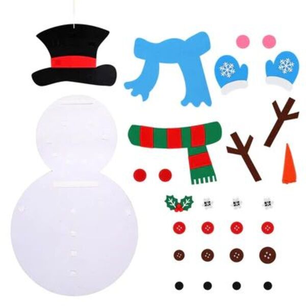 CHRISTMAS SNOWMAN – Plstený snehuliak s odnímateľnými ozdobami 03